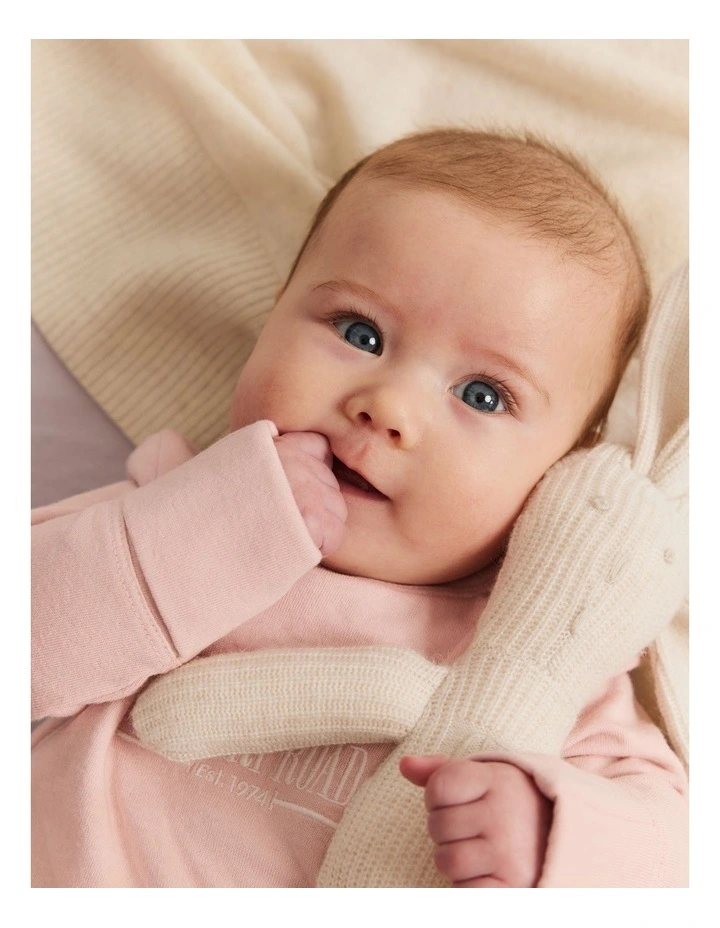 Organically Grown Cotton Heritage Long Sleeve Bodysuit in Faded Pink image 3