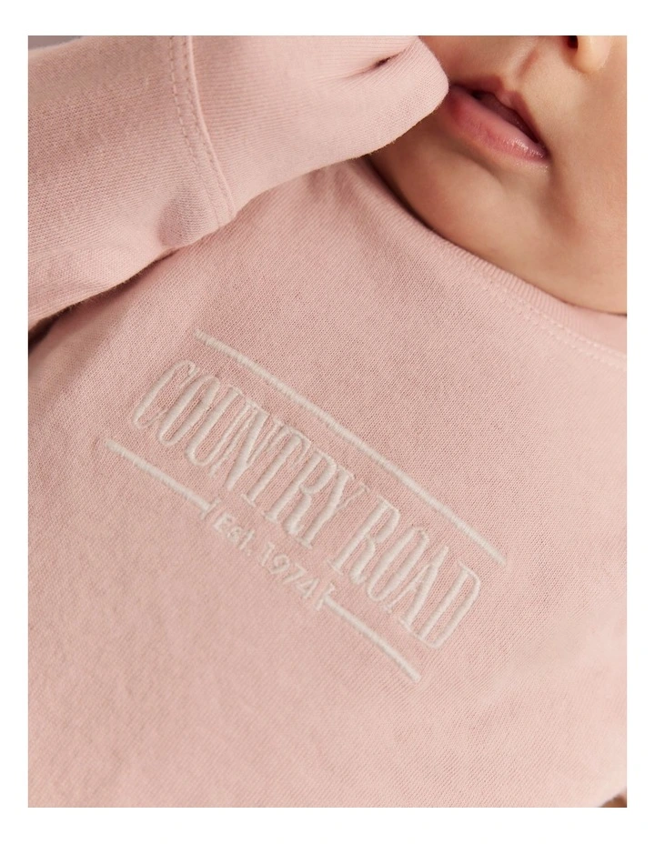 Organically Grown Cotton Heritage Long Sleeve Bodysuit in Faded Pink image 4