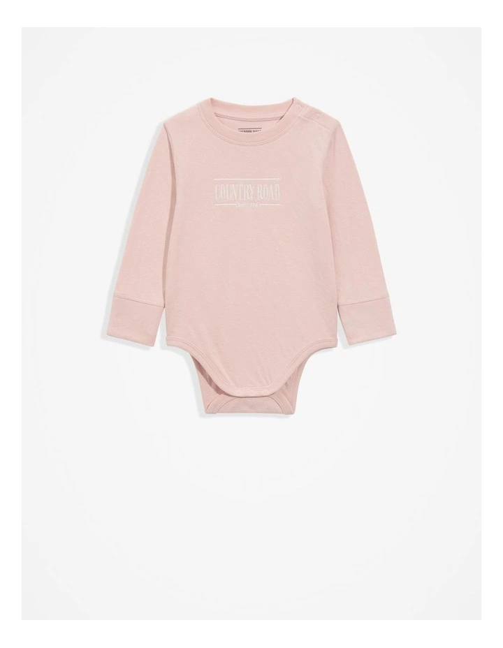 Organically Grown Cotton Heritage Long Sleeve Bodysuit in Faded Pink image 5