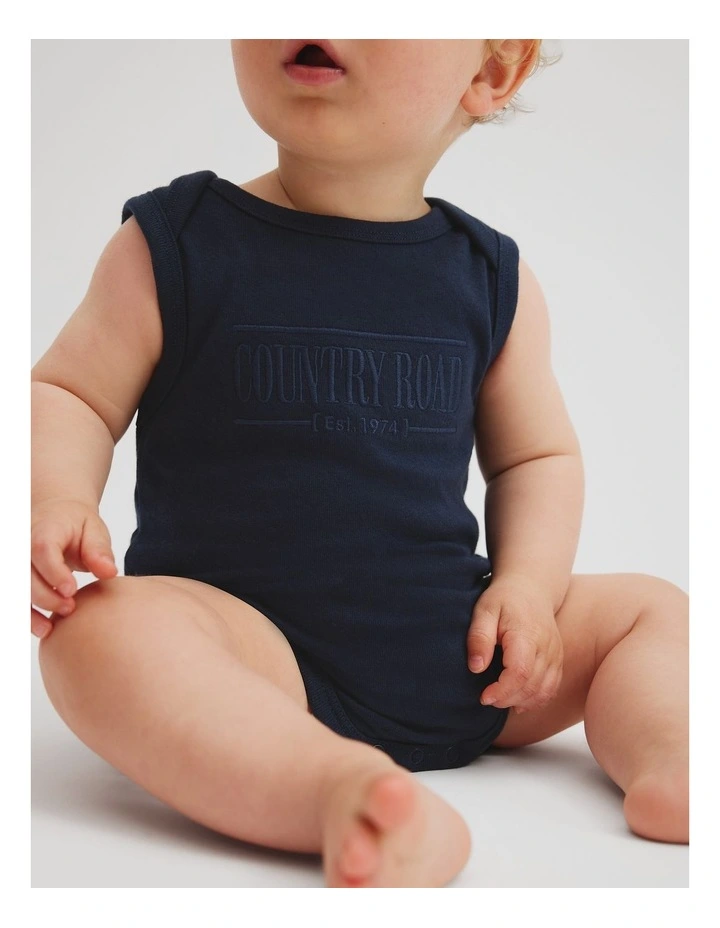 Cotton Heritage Bodysuit in Navy image 3