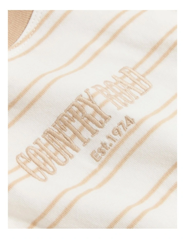 Organically Grown Cotton Heritage Long Sleeve Bodysuit in Latte Stripe image 5