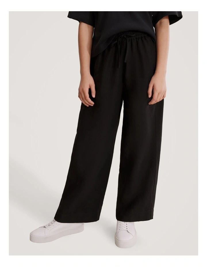 Teen Pull-on Linen Pant in Black image 1