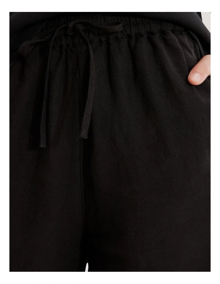 Teen Pull-on Linen Pant in Black image 2