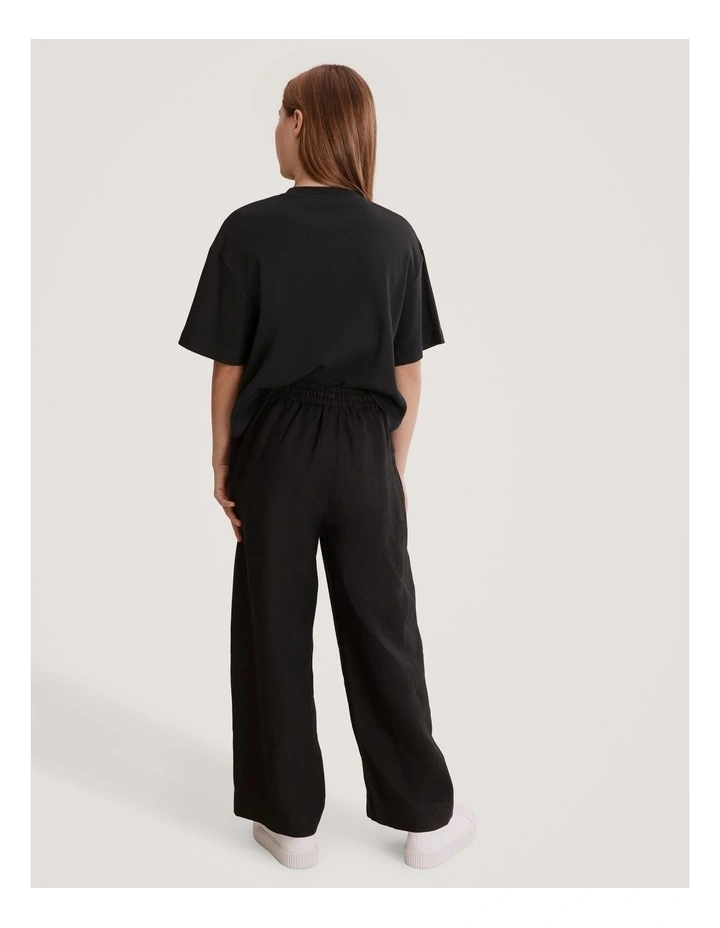 Teen Pull-on Linen Pant in Black image 4