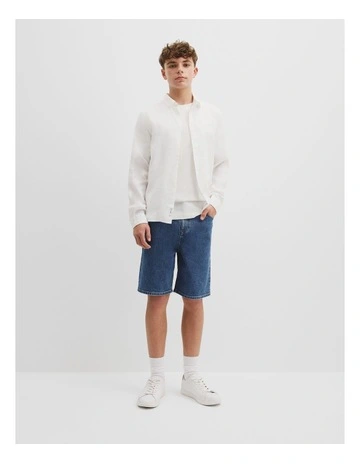 Teen Organically Grown Linen Shirt in White