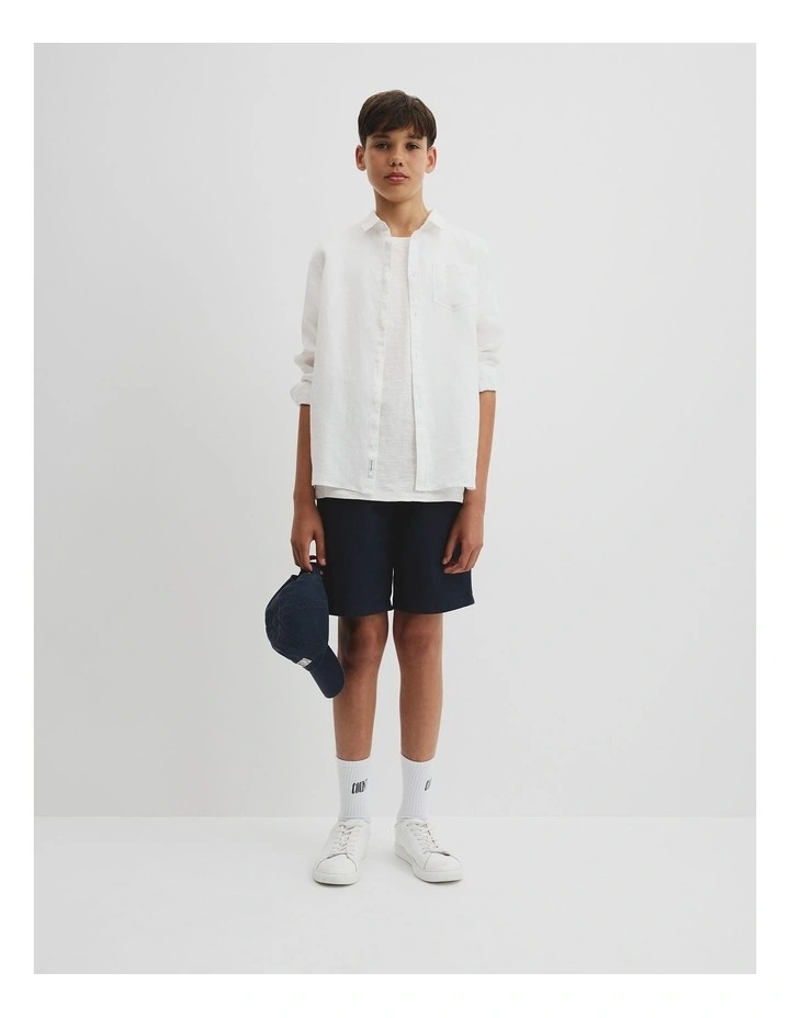 Teen Organically Grown Linen Shirt in White image 1