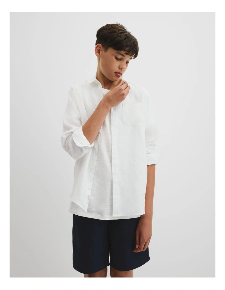 Teen Organically Grown Linen Shirt in White image 2