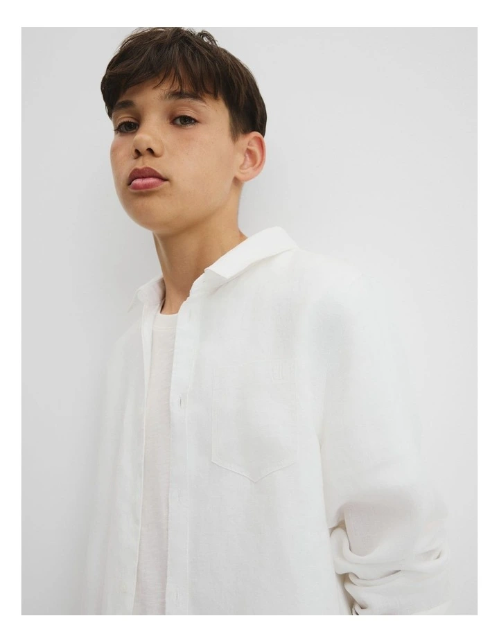 Teen Organically Grown Linen Shirt in White image 3