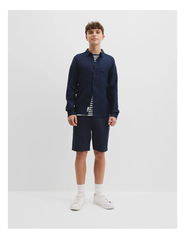 Teen Organically Grown Linen Shirt in Navy image 1