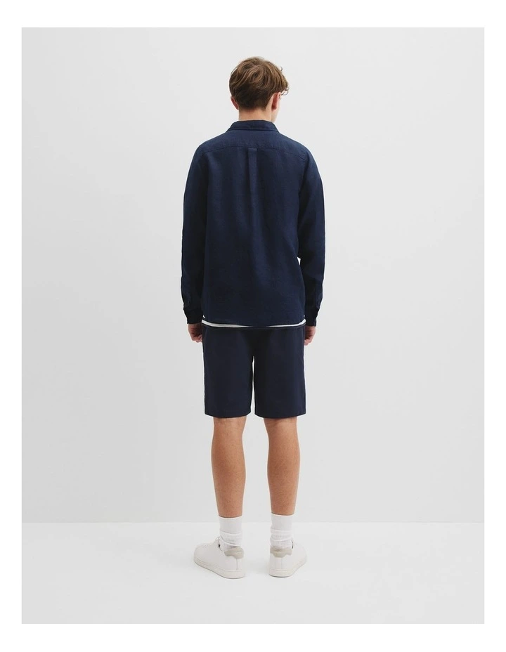 Teen Organically Grown Linen Shirt in Navy image 4