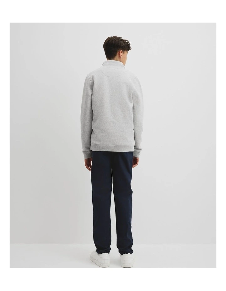 Verified Australian Cotton Heritage Half Zip Sweat in Light Grey Marle image 4