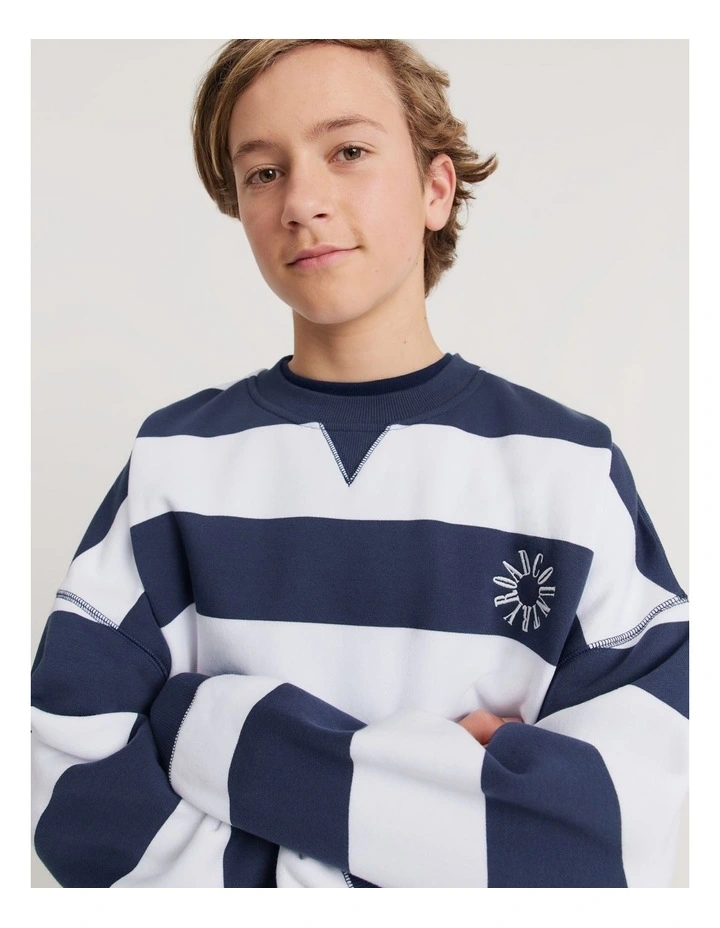 Australian Cotton Stripe Country Road Logo Sweat