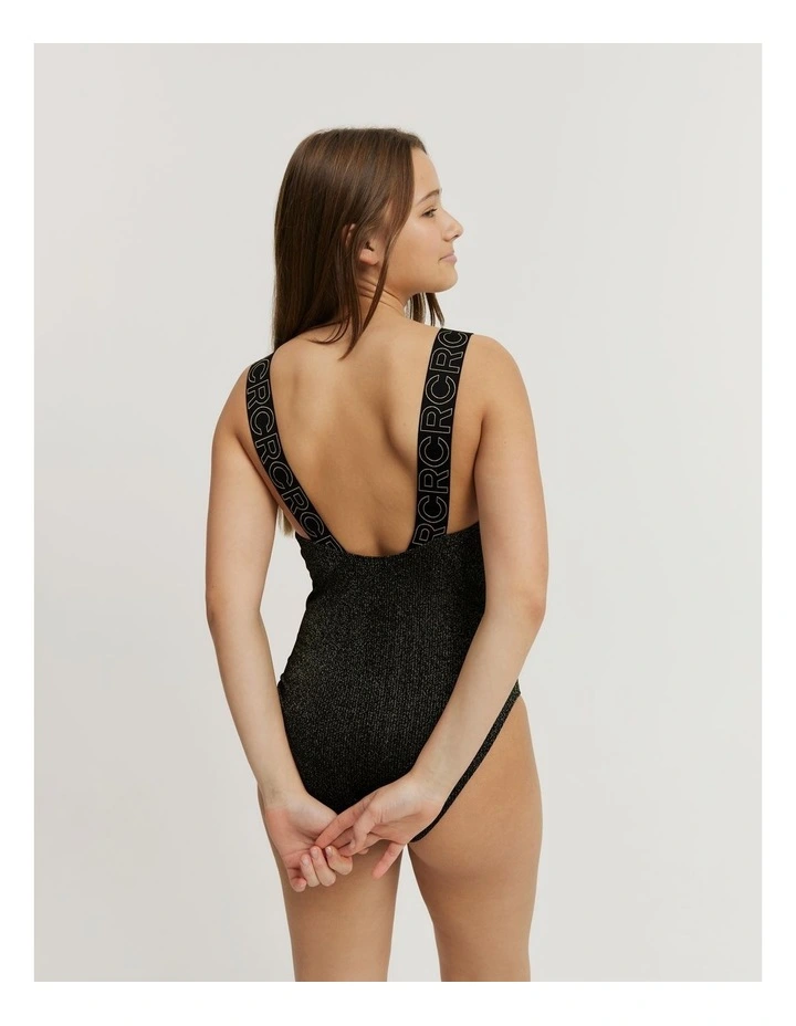 Teen Recycled Nylon Blend Metallic Bather in Black image 4