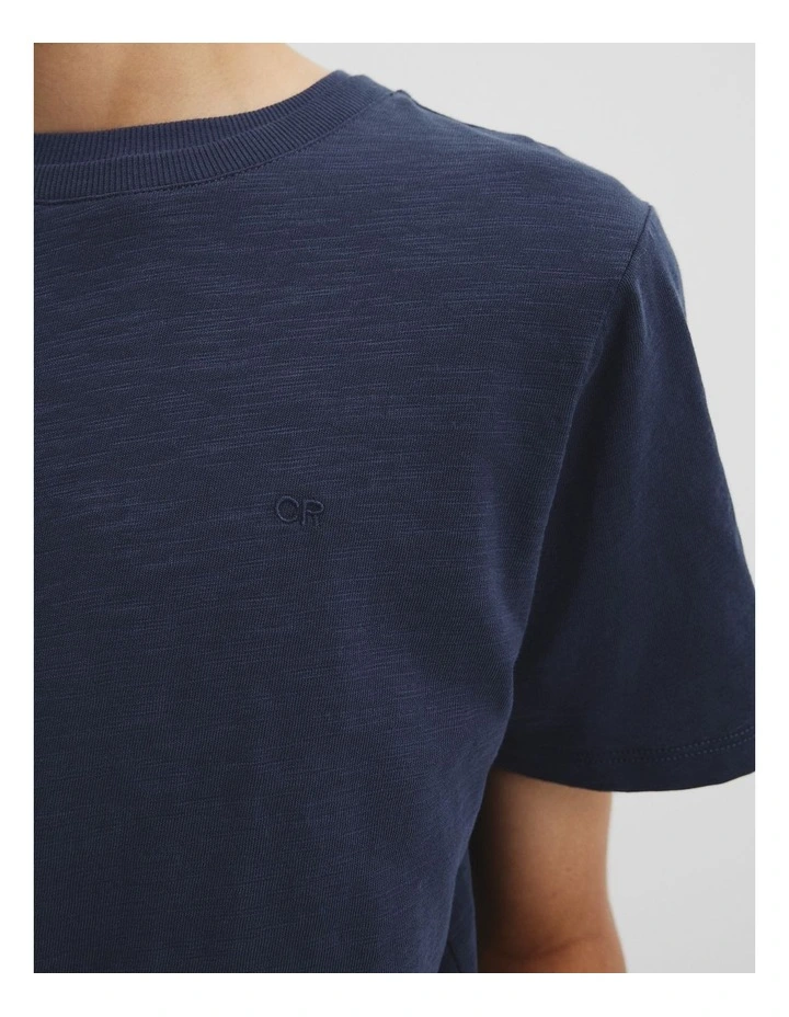 Teen Recycled Cotton Blend Plain Short Sleeve T-shirt in Navy image 3