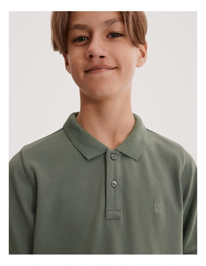 Teen Recycled Cotton Blend Polo Shirt in Sage image 2
