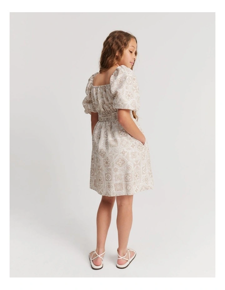 Tile Print Dress in Natural image 2