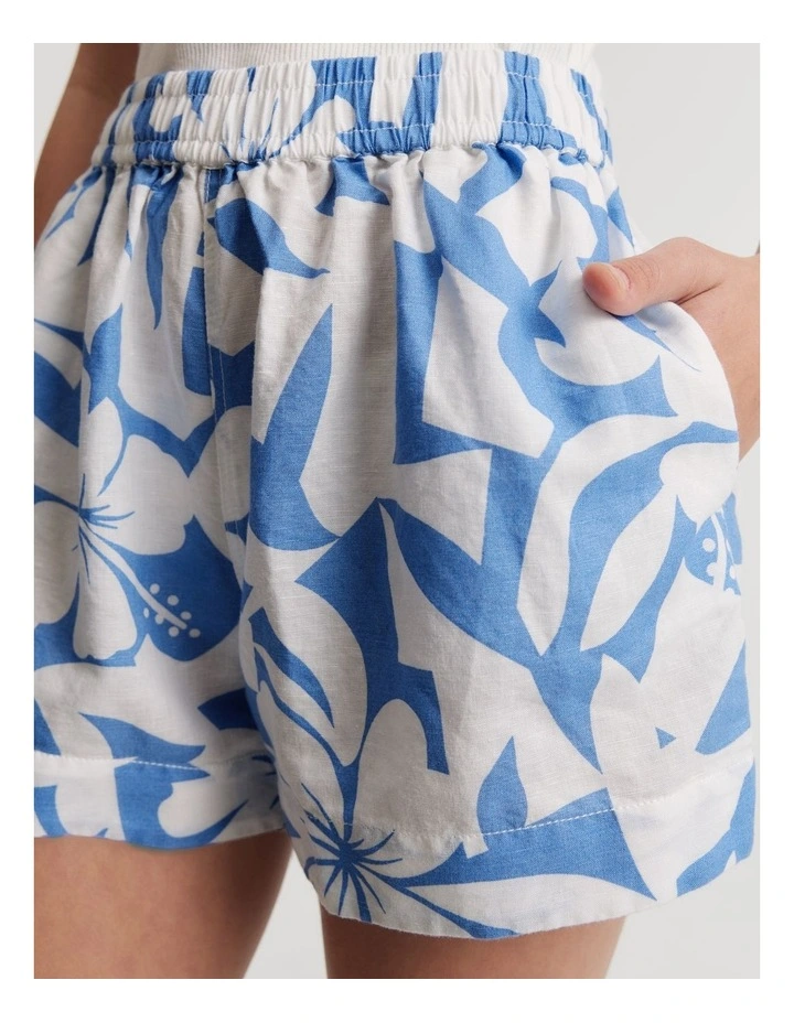 Teen Abstract Print Shorts in Sky Blue image 2