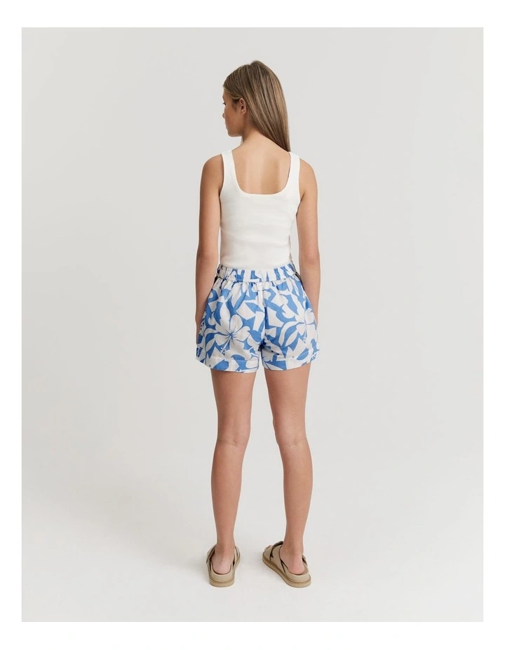 Teen Abstract Print Shorts in Sky Blue image 4