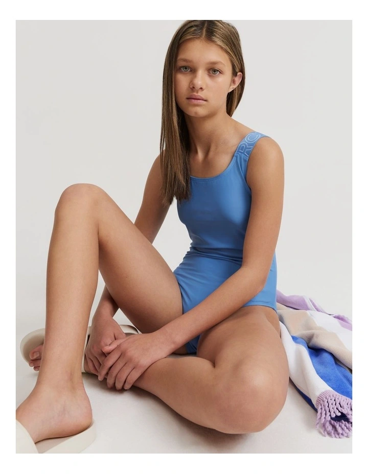 Teen Recycled Polyester Blend Logo Bather in Sky Blue image 1