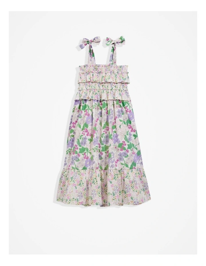 Spliced Shirred Dress in Summer Floral image 1