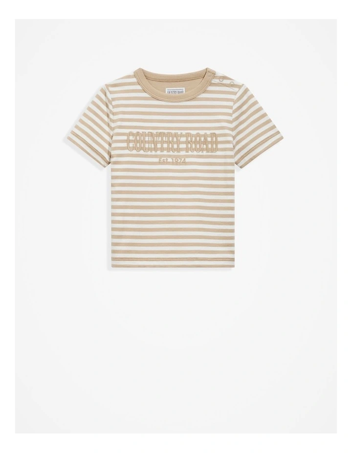 Verified Australian Cotton Heritage T-shirt in Natural Stripe image 1