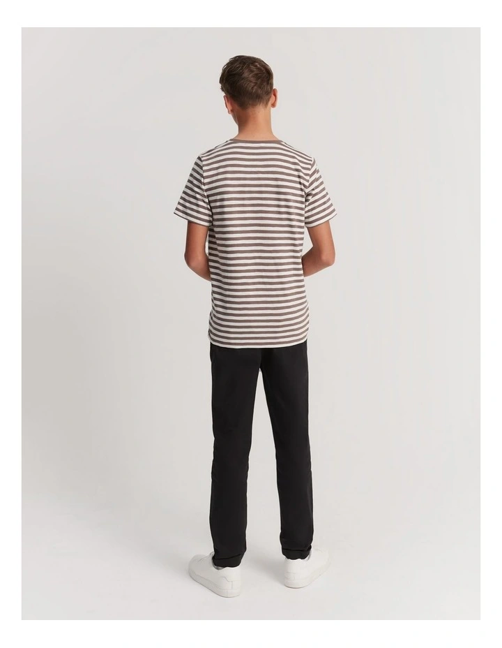 Teen Recycled Cotton Blend Stripe T-Shirt in Chocolate Stripe image 2