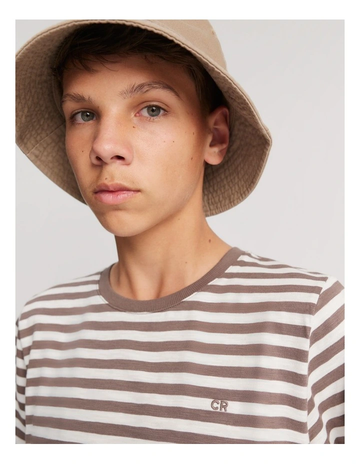 Teen Recycled Cotton Blend Stripe T-Shirt in Chocolate Stripe image 3