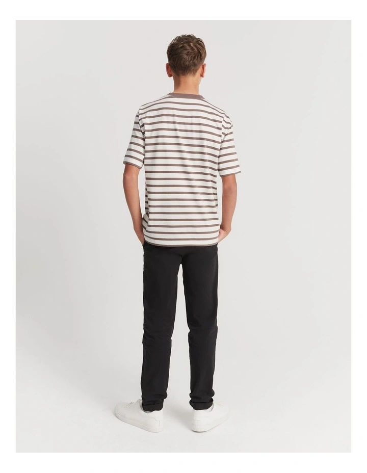 Teen Recycled Cotton Blend Logo Oversized T-shirt in Chocolate Stripe image 2