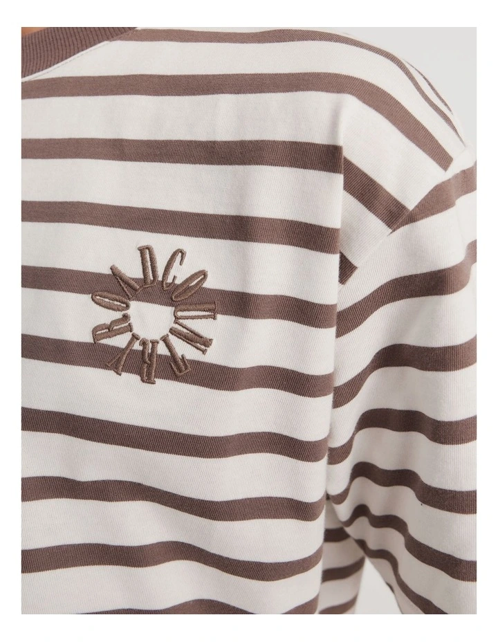 Teen Recycled Cotton Blend Logo Oversized T-shirt in Chocolate Stripe image 3