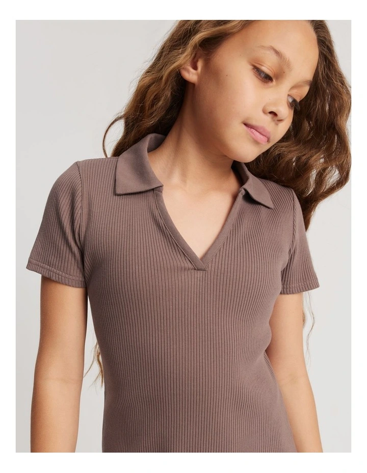 Country Road Teen Cotton Blend Rib T-Shirt Dress in Chocolate | MYER
