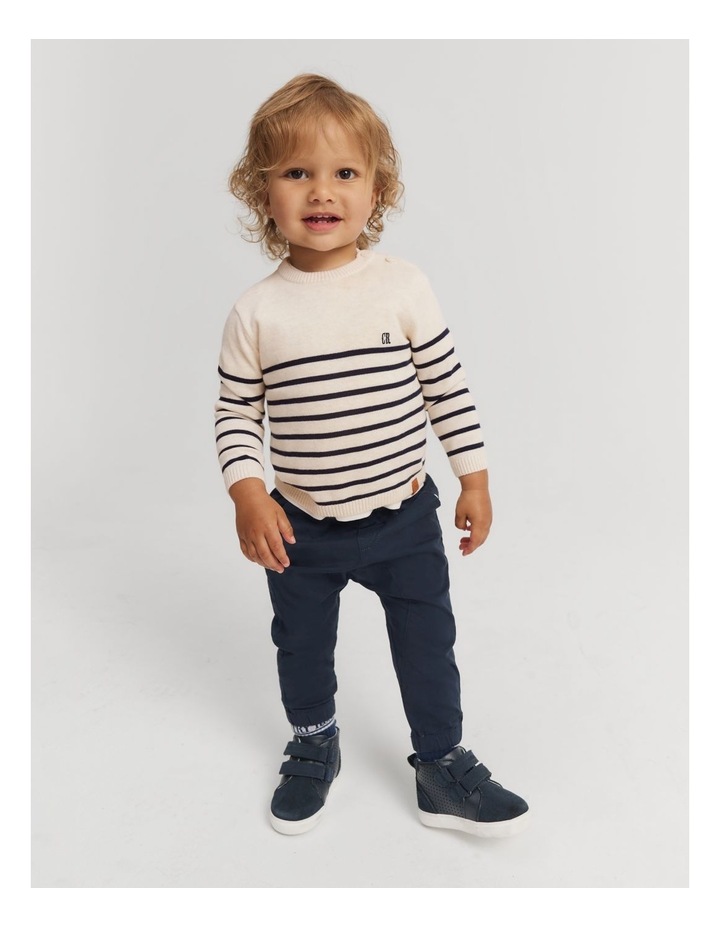 Organically Grown Cotton Classic Stripe Knit in Off White