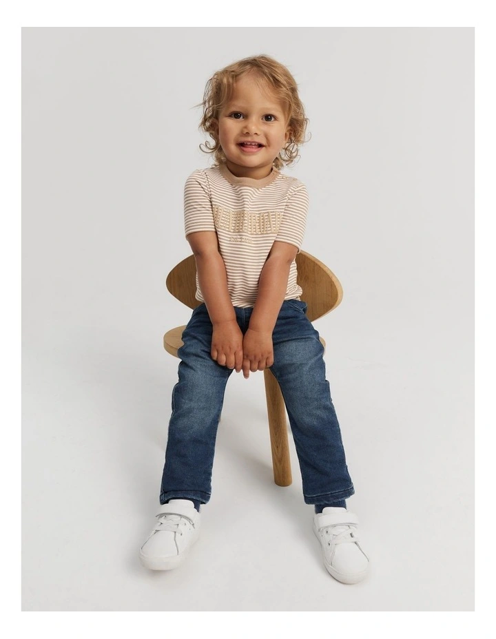 Verified Australian Cotton Heritage T-shirt in Camel Stripe image 1