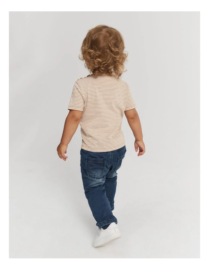 Verified Australian Cotton Heritage T-shirt in Camel Stripe image 3