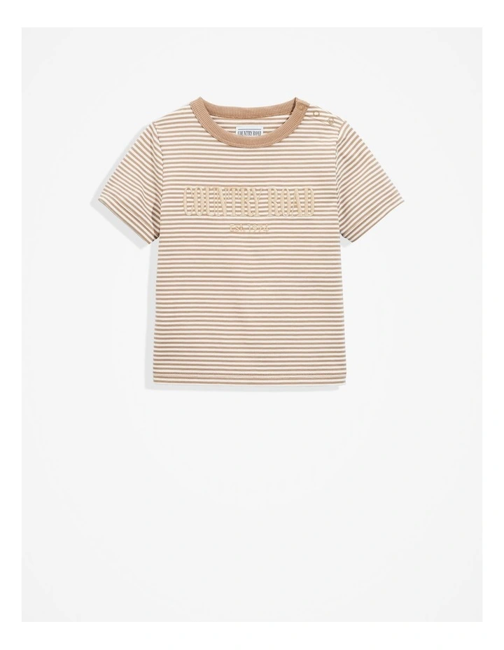 Verified Australian Cotton Heritage T-shirt in Camel Stripe image 4