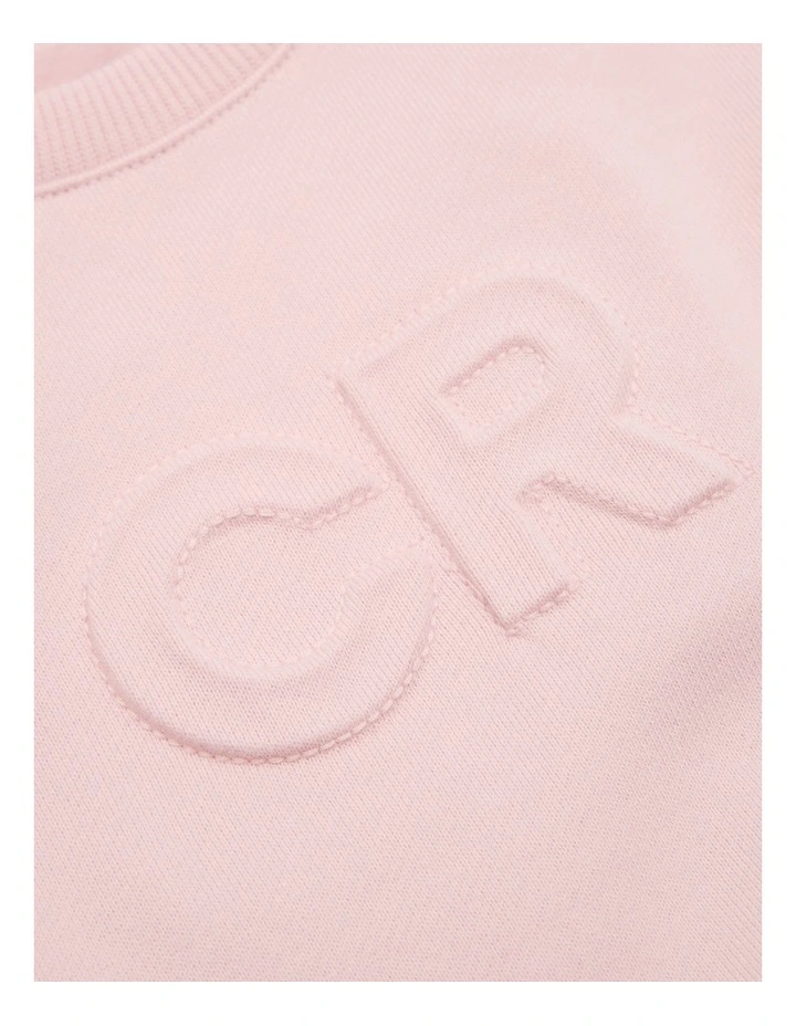 Organically Grown Cotton Oversized Logo Long Sleeve Bodysuit in Mineral Pink image 5