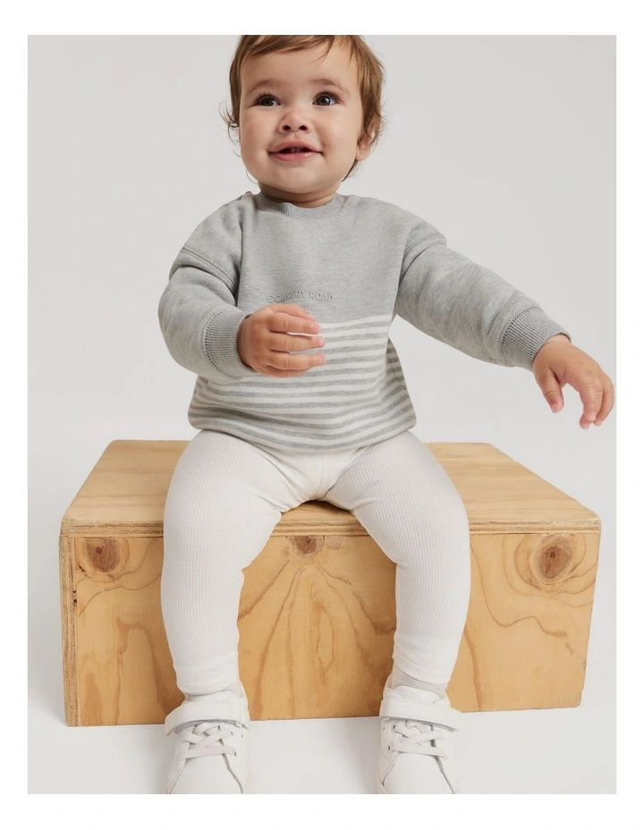 Australian Cotton Modern Logo Sweat in Stripe image 2