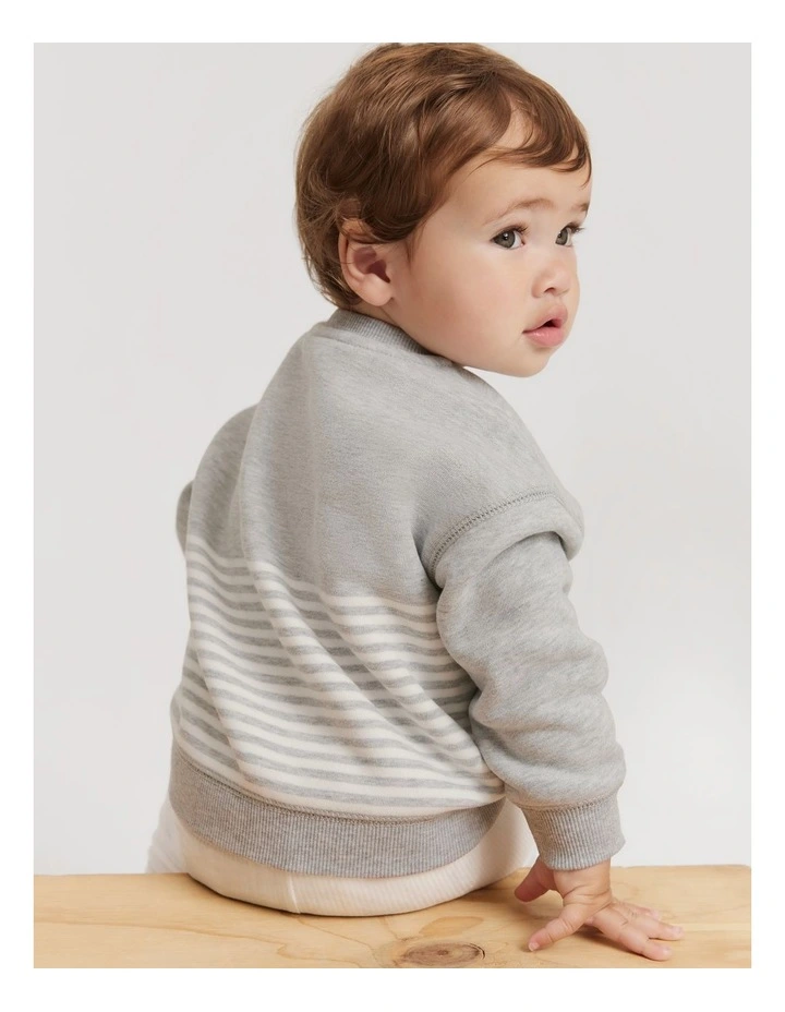 Australian Cotton Modern Logo Sweat in Stripe image 3