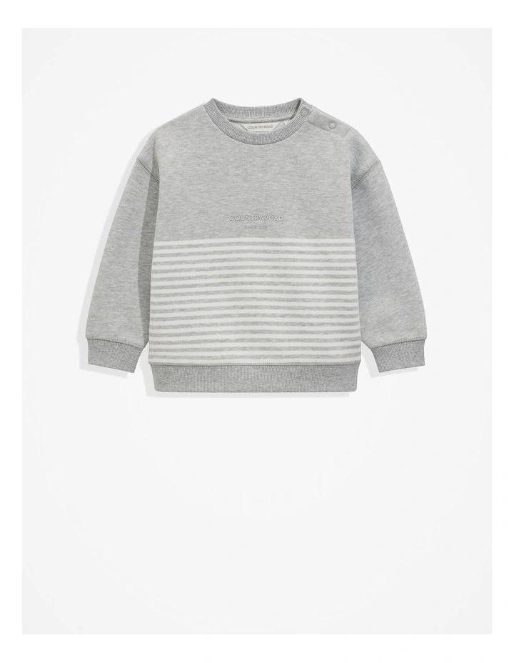 Australian Cotton Modern Logo Sweat in Stripe image 4