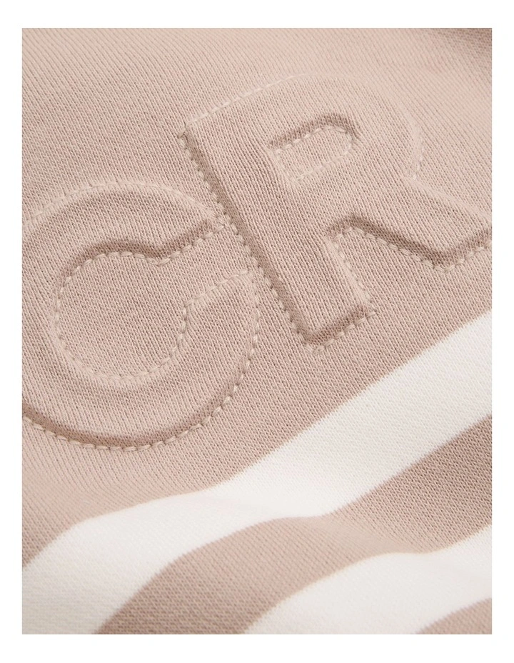 Gots-certified Organic Oversized Logo Long Sleeve Bodysuit in Mushroom Stripe image 2