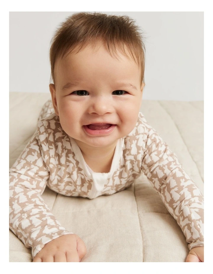 Organically Grown Cotton Bunny Jumpsuit in Mushroom image 1