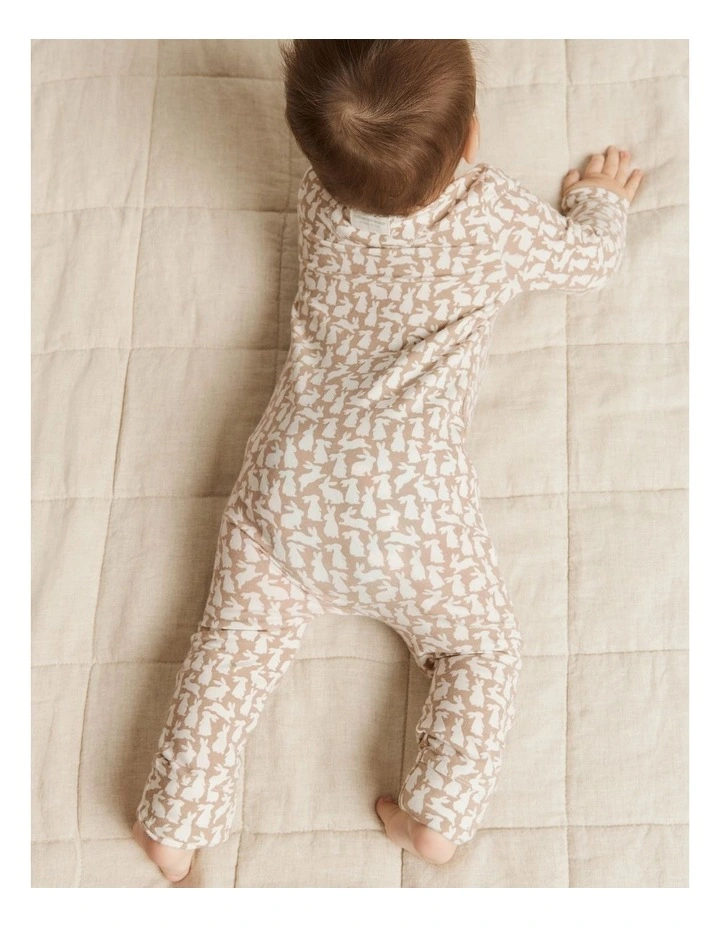 Organically Grown Cotton Bunny Jumpsuit in Mushroom image 3