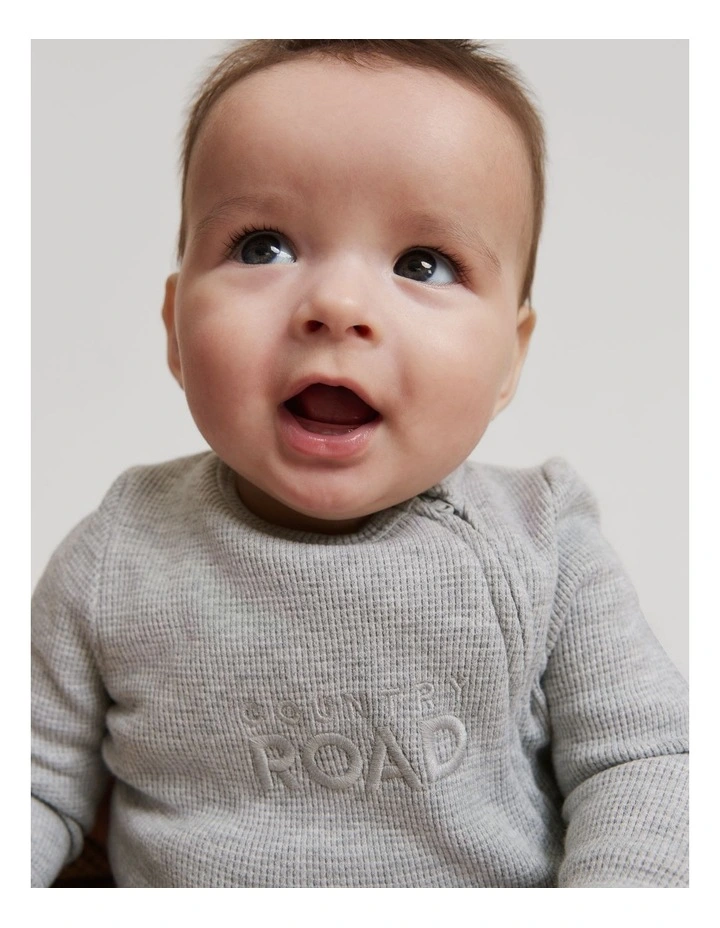 Organic Waffle Jumpsuit in Light Grey Marle image 1