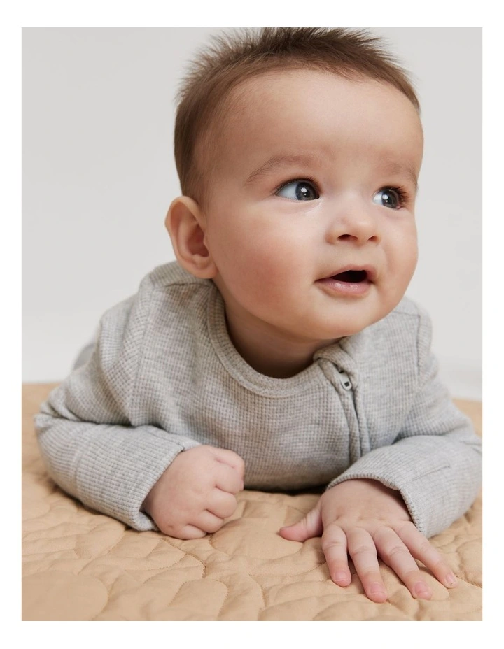 Organic Waffle Jumpsuit in Light Grey Marle image 2