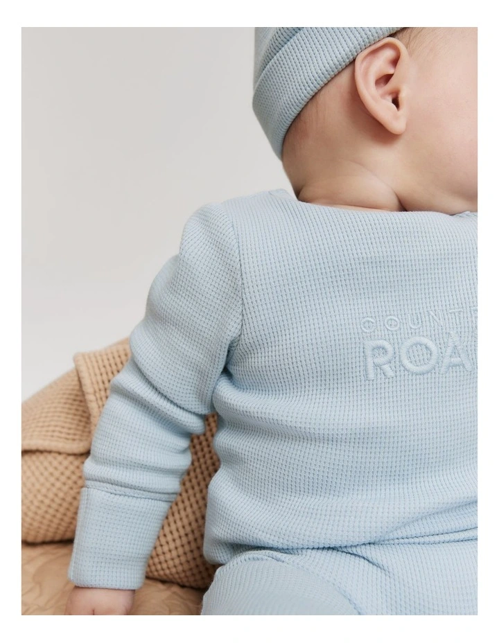 Organic Waffle Jumpsuit in Washed Blue image 2