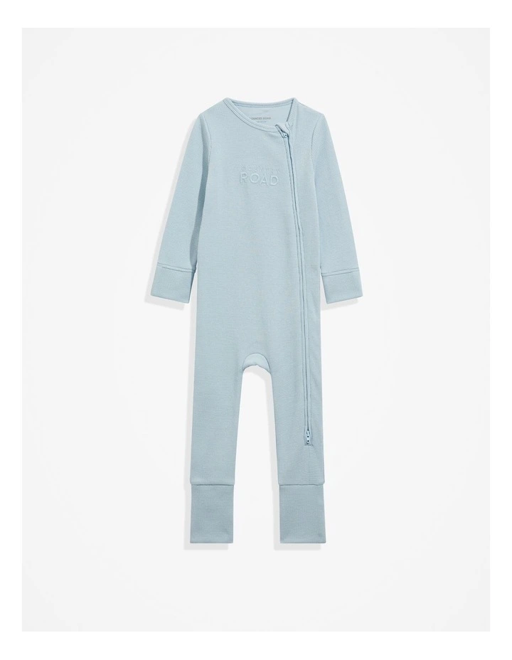 Organic Waffle Jumpsuit in Washed Blue image 4