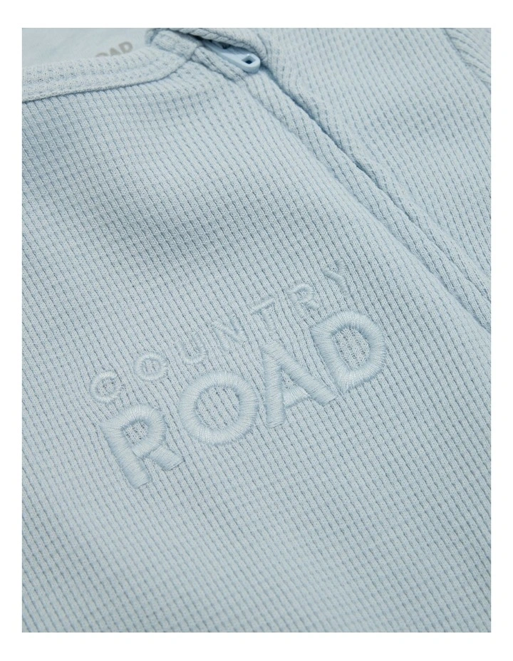 Organic Waffle Jumpsuit in Washed Blue image 5
