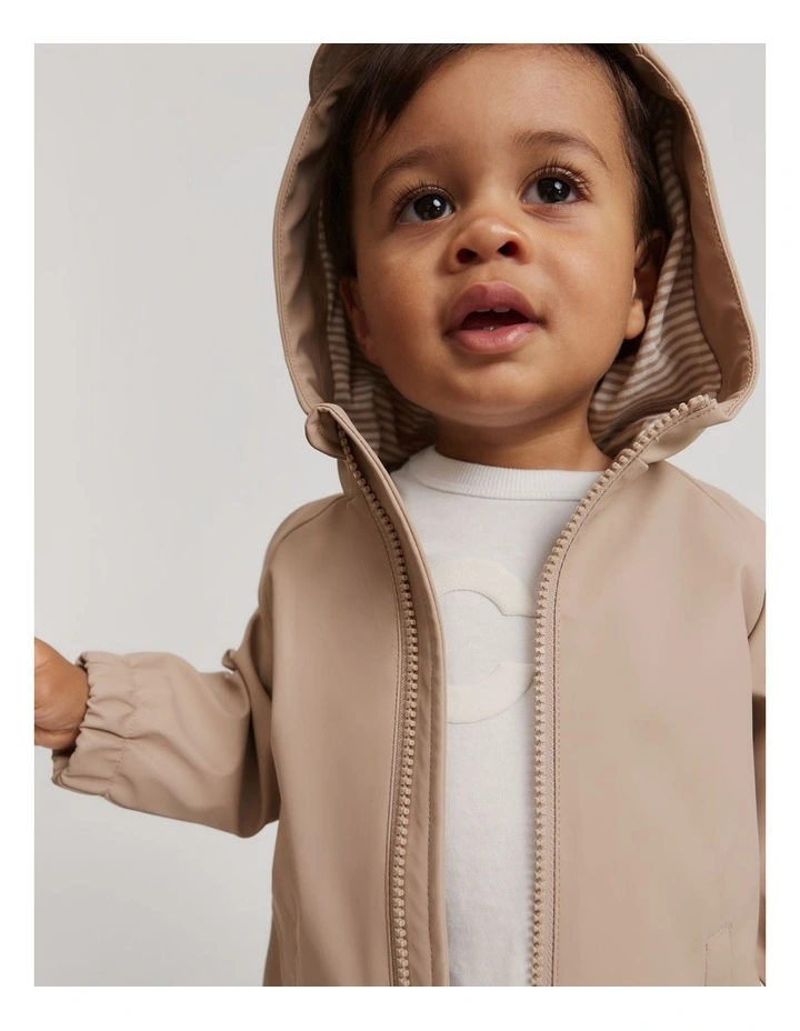 Hooded Rain Jacket in Mushroom image 2