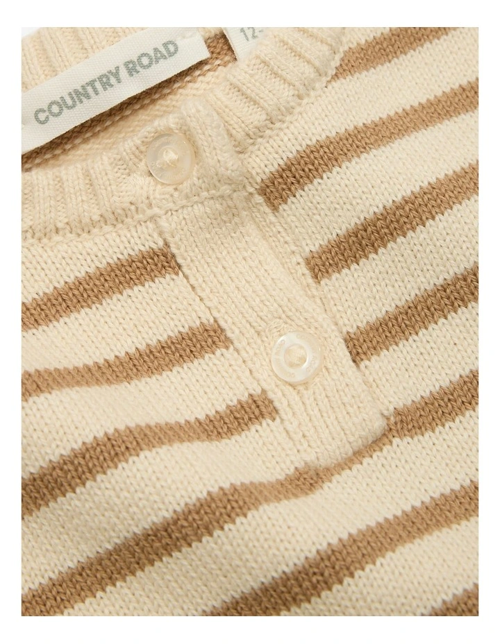 Henley Knit Sweater in Camel Stripe image 5