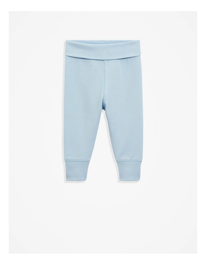 Organically Grown Cotton Fold Over Soft Pant in Washed Blue image 1