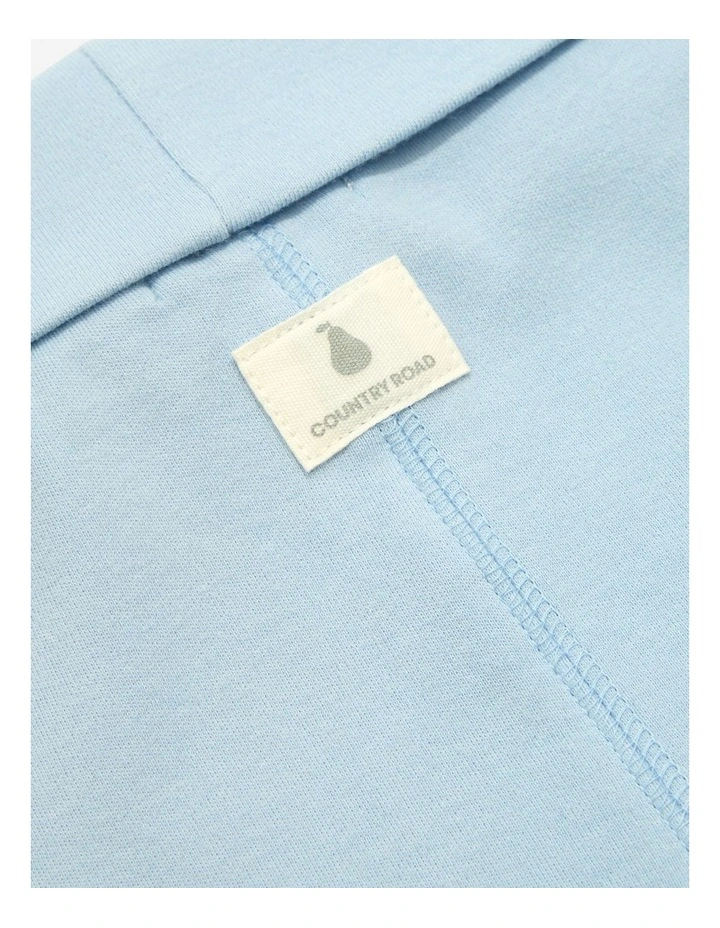 Organically Grown Cotton Fold Over Soft Pant in Washed Blue image 2